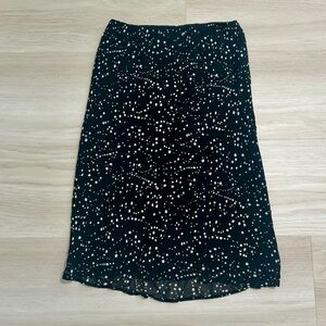 Caslon Vintage Black White Polka Dot Chiffon Pleated Knee Length A-Line Skirt XS